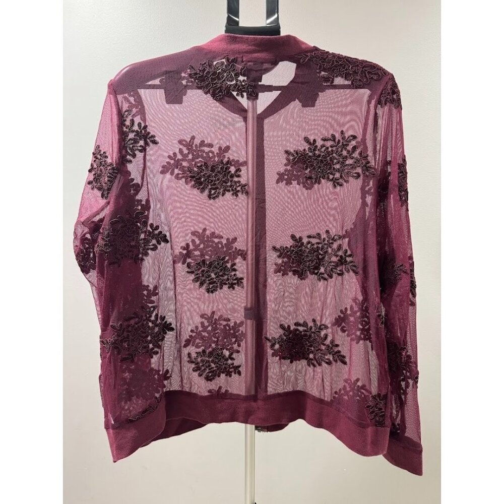 Torrid Jacket Plus 1X Deep Red Mesh Bomber Sheer Goth Festival Witchy Valentine